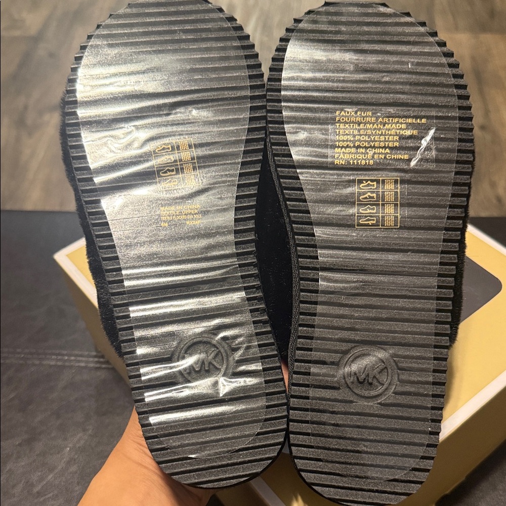 Michael Kors Plush Black Women's Slippers - Picture 2 of 3